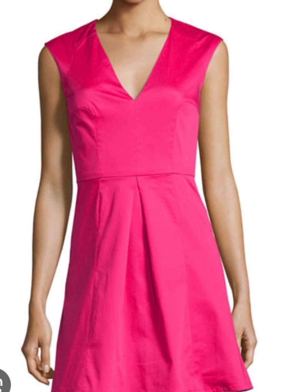 French Connection Bright Pink V-Neck Fit & Flare Dress